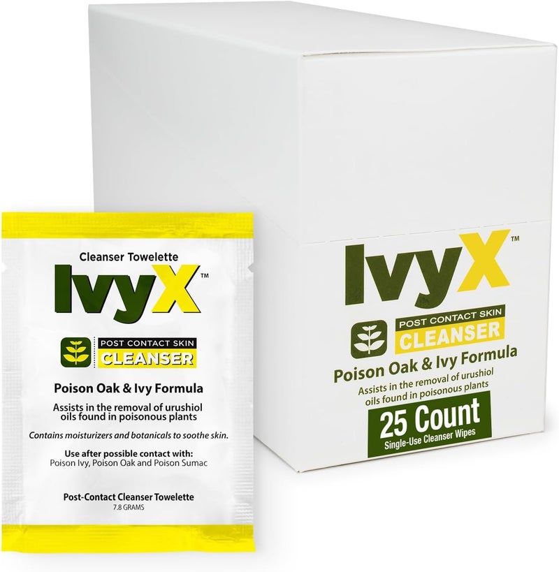 coretex Ivy X Post Contact Poison Ivy Treatment Wipes - 25 Count Single-Use Wipes for Poison Ivy, Oak, and Sumac Relief - Image 1